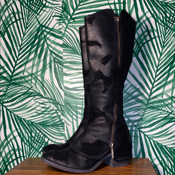 Donald J. Pliner Devi Black Distressed Suede Leather Knee High Boots 8.5 M - Picture 5 of 13